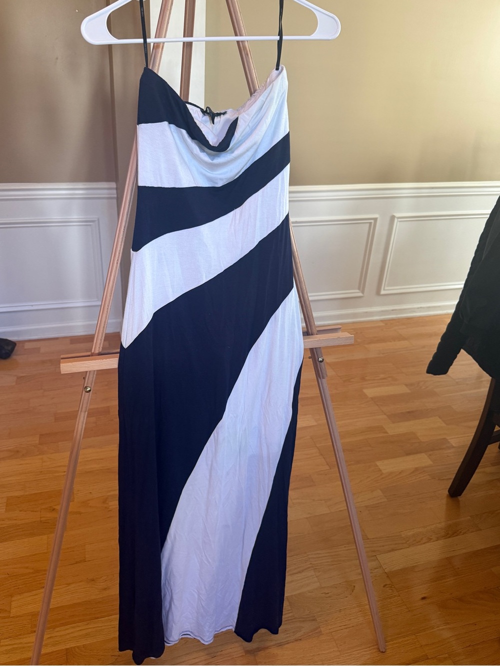 H&M Black and White Maxi Dress with Diagonal Panels - Picture 1 of 3
